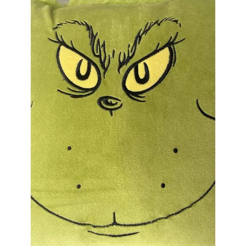 Dr. Seuss The Grinch 16x16 Green Faux Fur Christmas Throw Pillow Ruz 2024
